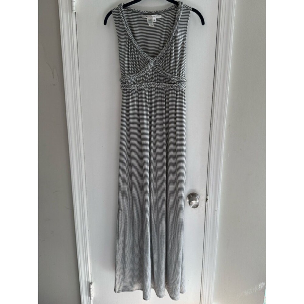 Max Studio Black and White Striped Braided-Detail Sleeveless Maxi Dress Size Sma